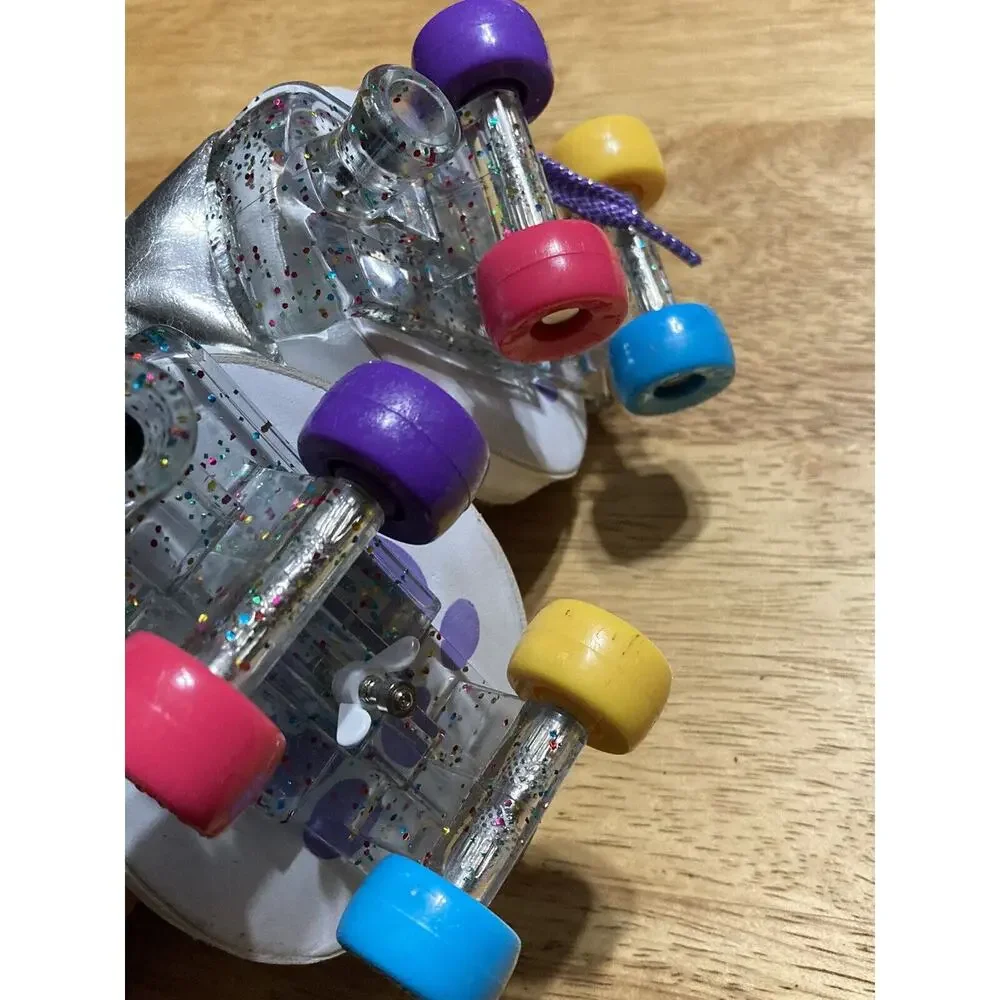 Build A Bear BAB Purple sparkle tennis‎ shoes glitter and roller skates